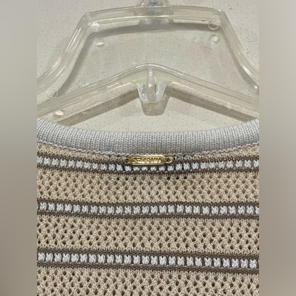 SC000694- ST. JOHN Women's Wool Cotton Stretch Knit Sweater Vest Striped P - Picture 5 of 5